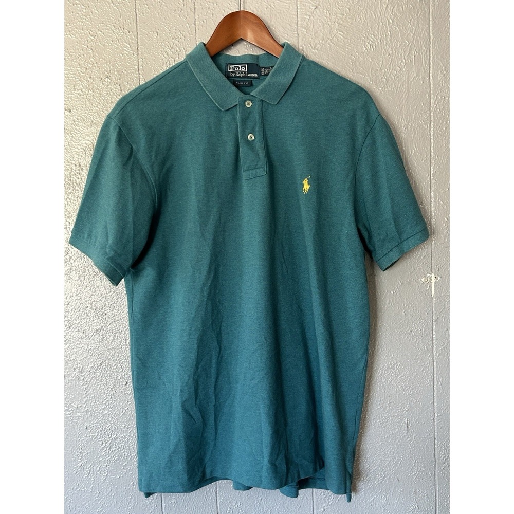 Men's Polo By Ralph Lauren Slim Fit Short Sleeve Shirt Size XL Teal Golf Preppy